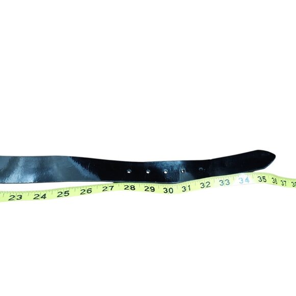 ZAPA Paris Black Leather Belt Size 80 / 32 Made in France Silver Buckle